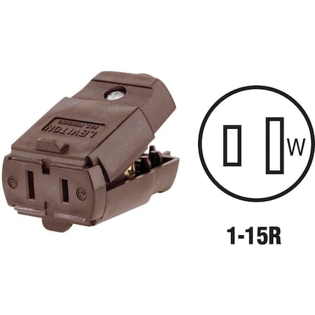 Leviton 15A 125V 2-Wire 2-Pole Hinged Cord Connector, Brown 015-102-P